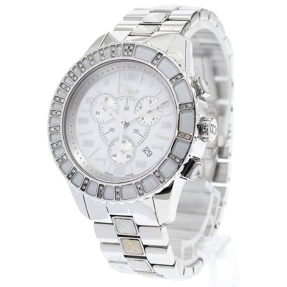 Dior crystal CD114311 diamond bezel chronograph Quartz Men's Watch - Picture 2 of 11